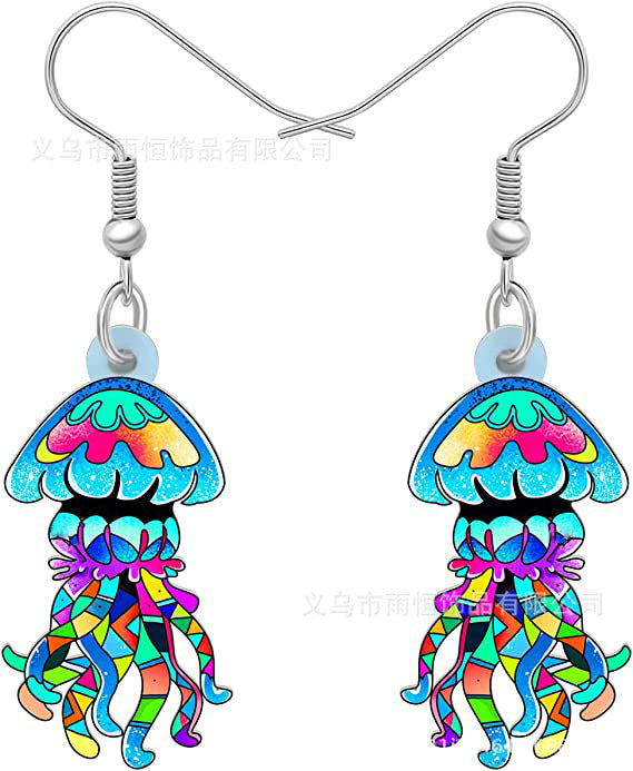 Wholesale 10PCS/PAIRS Cartoon Jellyfish Acrylic Earrings